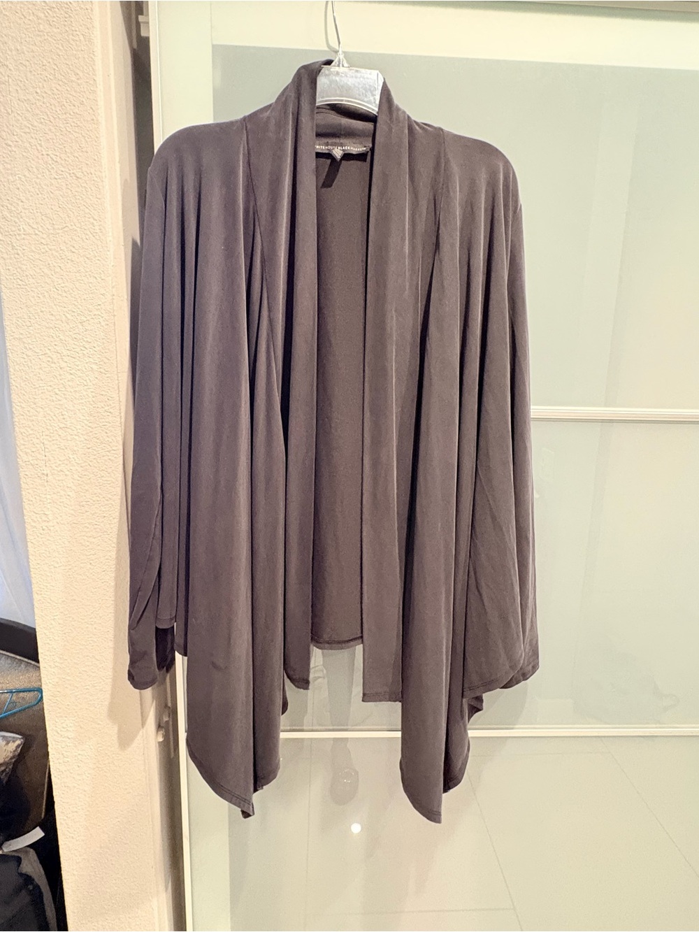 White House Black Market Gray Open-Front Draped Cardigan